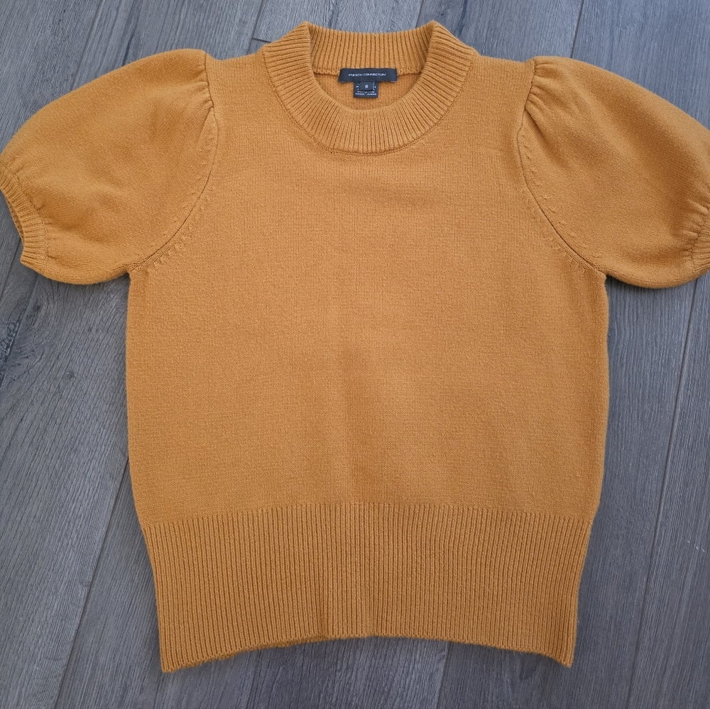 French Connection - Puff Sleeve Sweater - Mustard - Size Small